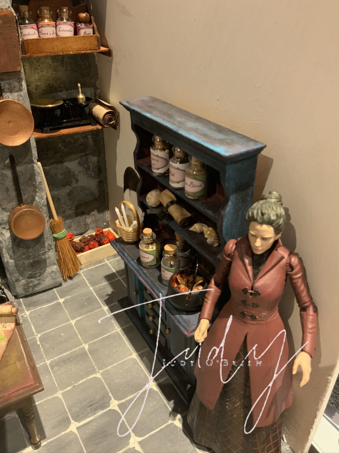 Figure and furnishings in Judy's miniature scene